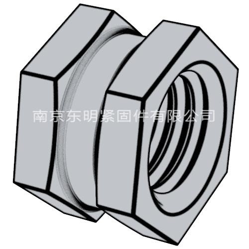 DIN 16903(A) - 1974 六角通孔中间带槽镶入螺母 - A型