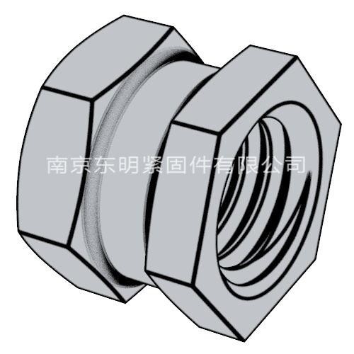 DIN 16903(E) - 1974 六角通孔中间带槽镶入螺母 带塑料密封垫 E型