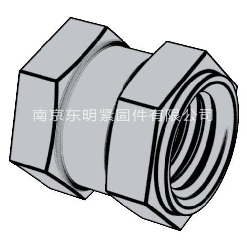 DIN 16903(C) - 1974 六角通孔中间带槽台阶镶入螺母 - C型