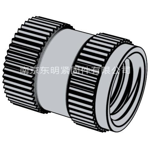 DIN 16903(H) - 1974 滚花通孔中间带槽台阶镶入螺母 带密封垫 H型